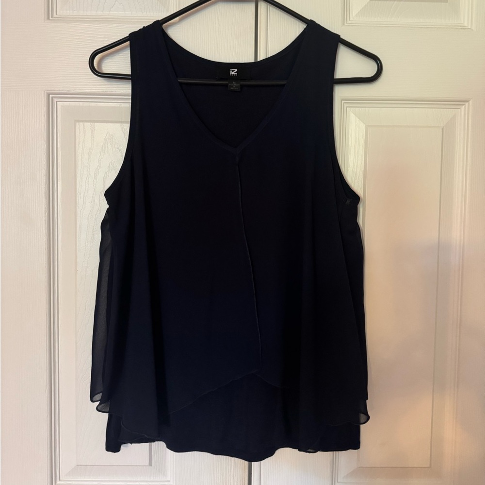 Iz Byer Blue Asymmetrical Tank Top